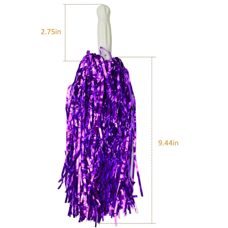 baotongle 12 PCS Cheerleading Squad Spirited Fun Poms Pompoms Cheer Costume Accessory for Party Dance Sports (Purples) - Image 2